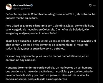 Gustavo Petro negó de manera