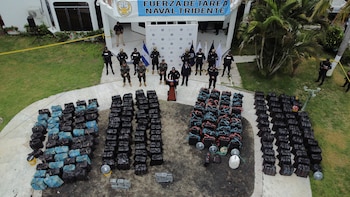 A drone view shows bundles