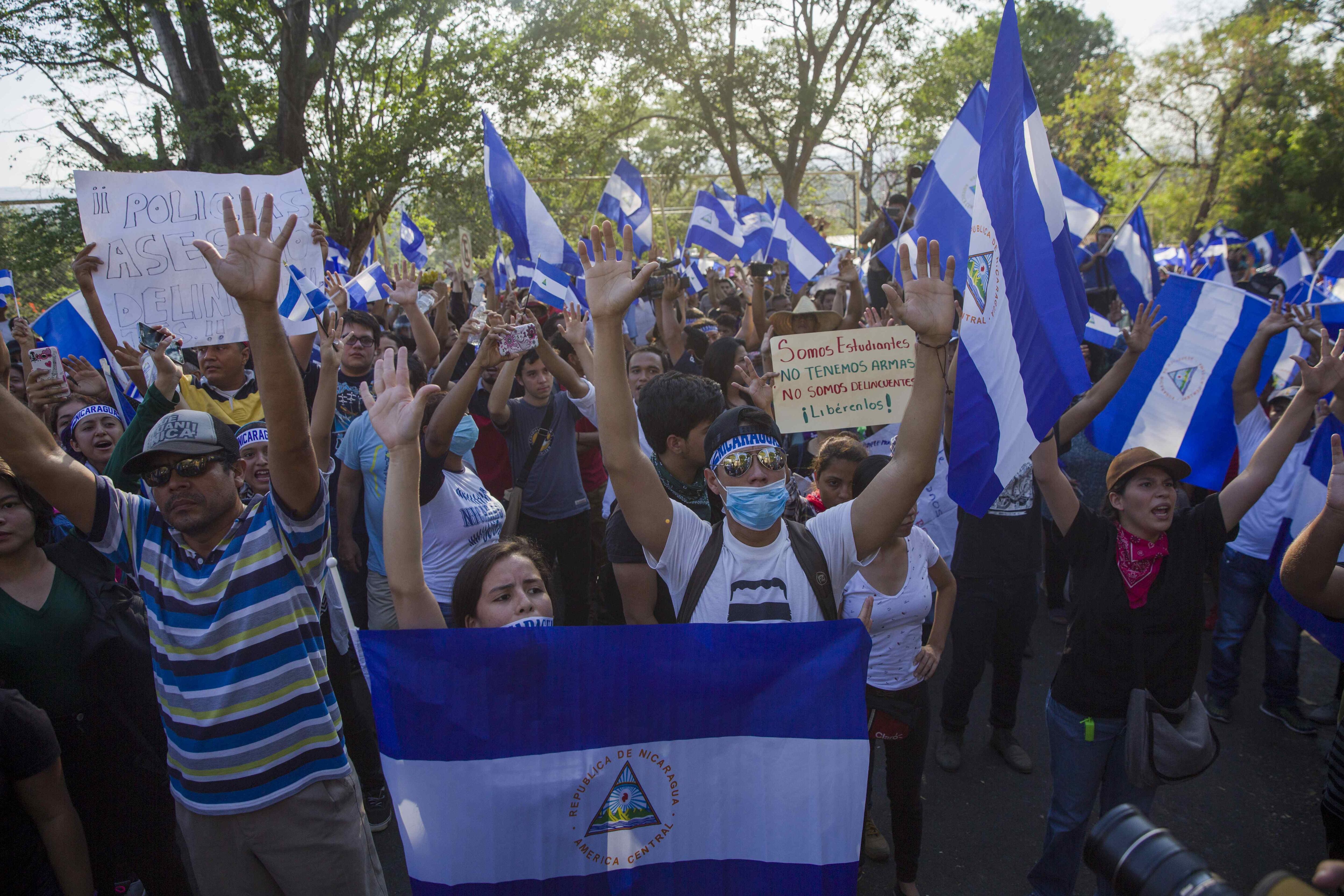 Fotografía de archivo de una protesta contra el régimen de Daniel Ortega en Nicaragua (EFE/ Jorge Torres)