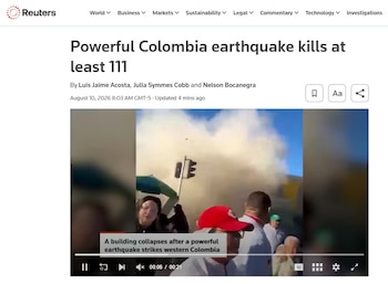 Así reportó Reuters la tragedia del terremoto en Colombia - crédito Reuters