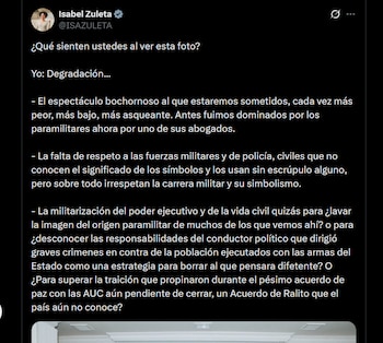 La senadora del Pacto Histórico cuestionó que el equipo de Abelardo de la Espriella replicara el gesto de la mano sobre la frente usado en campaña - crédito X