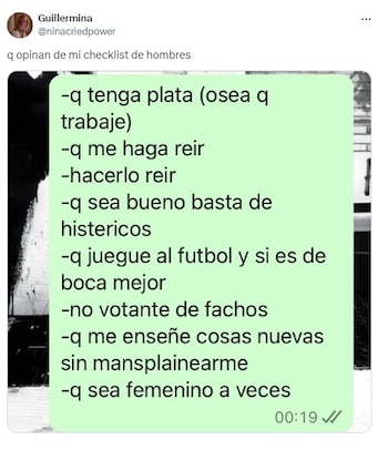 La lista de la joven
