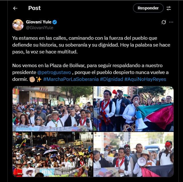 Entre las voces más visibles de la jornada se encuentra la del director de la Unidad de Restitución de Tierras, Giovani Yule - crédito @GiovaniYule/X