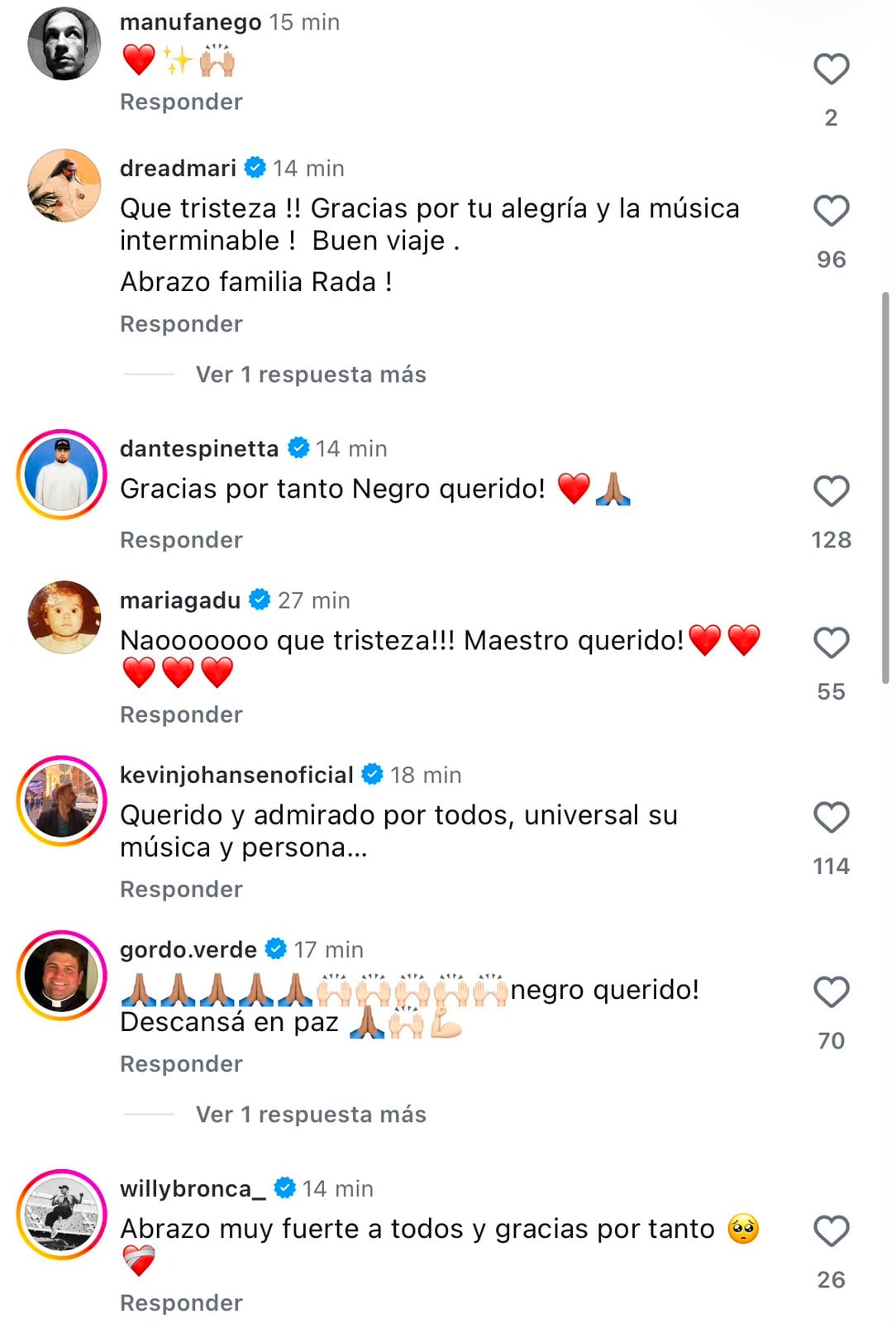Dante Spinetta fue uno de los que dejó su comentario