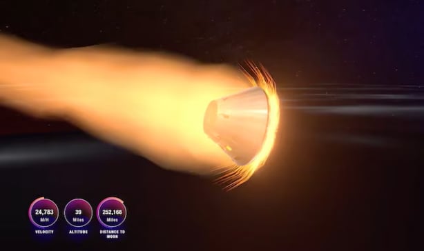 La cápsula Orión enfrentará temperaturas de hasta 2.760 grados Celsius durante su reingreso a la Tierra tras la misión Artemis II (NASA)