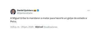 Daniel Quintero usó el atentado