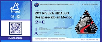 Los nombres de 52 personas desaparecidas en Nuevo León fueron enviados al espacio como parte de la misión Artemis II de la NASA, en una acción simbólica para visibilizar la crisis de desapariciones en México. (Facebook: Fuerzas Unidas por Nuestros Desaparecidos (as) en Nuevo León)