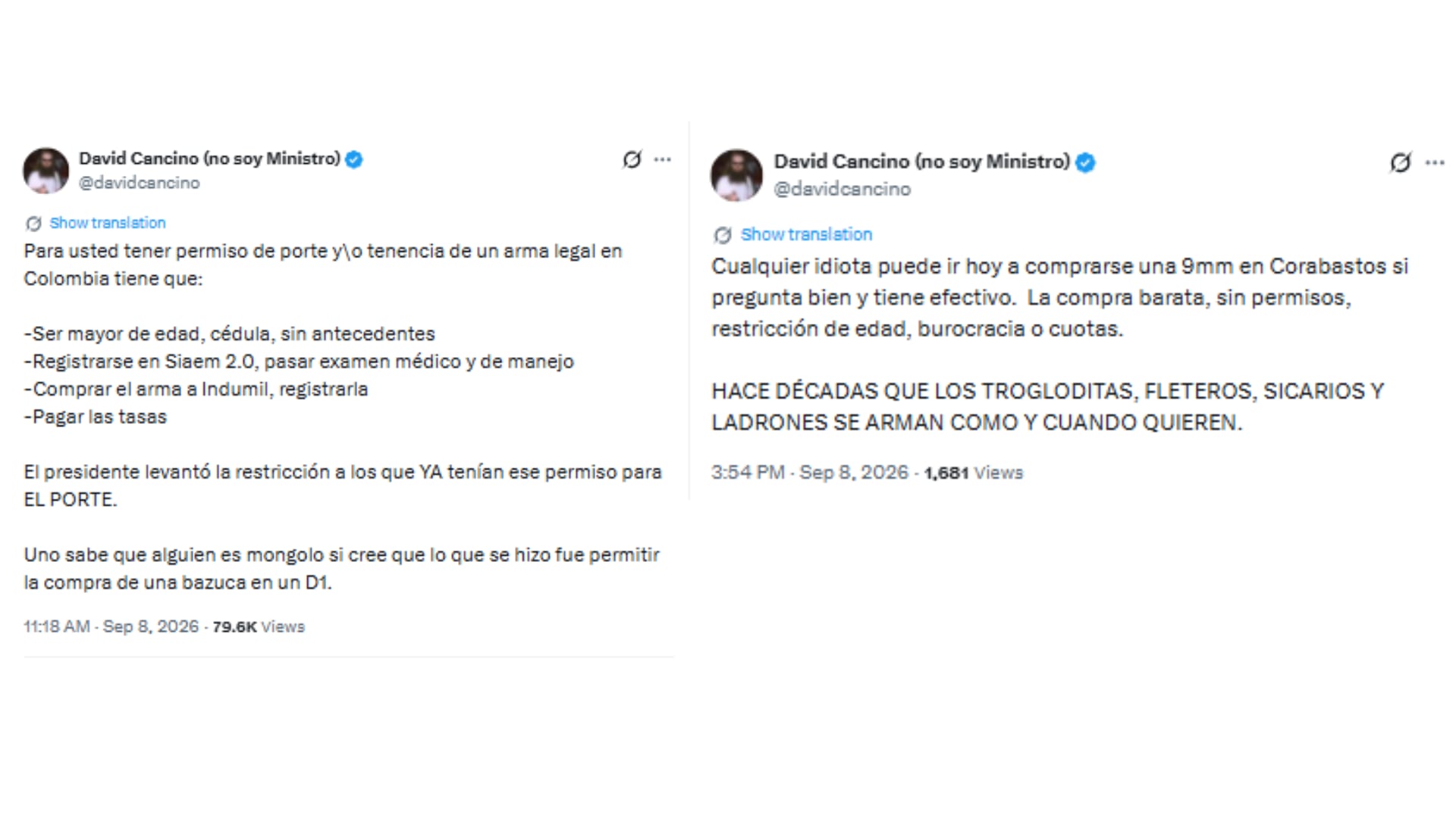Las autoridades militares conservarán la facultad de expedir, revisar y retirar los permisos individuales a quienes incumplan las condiciones legales - crédito @davidcancino/X