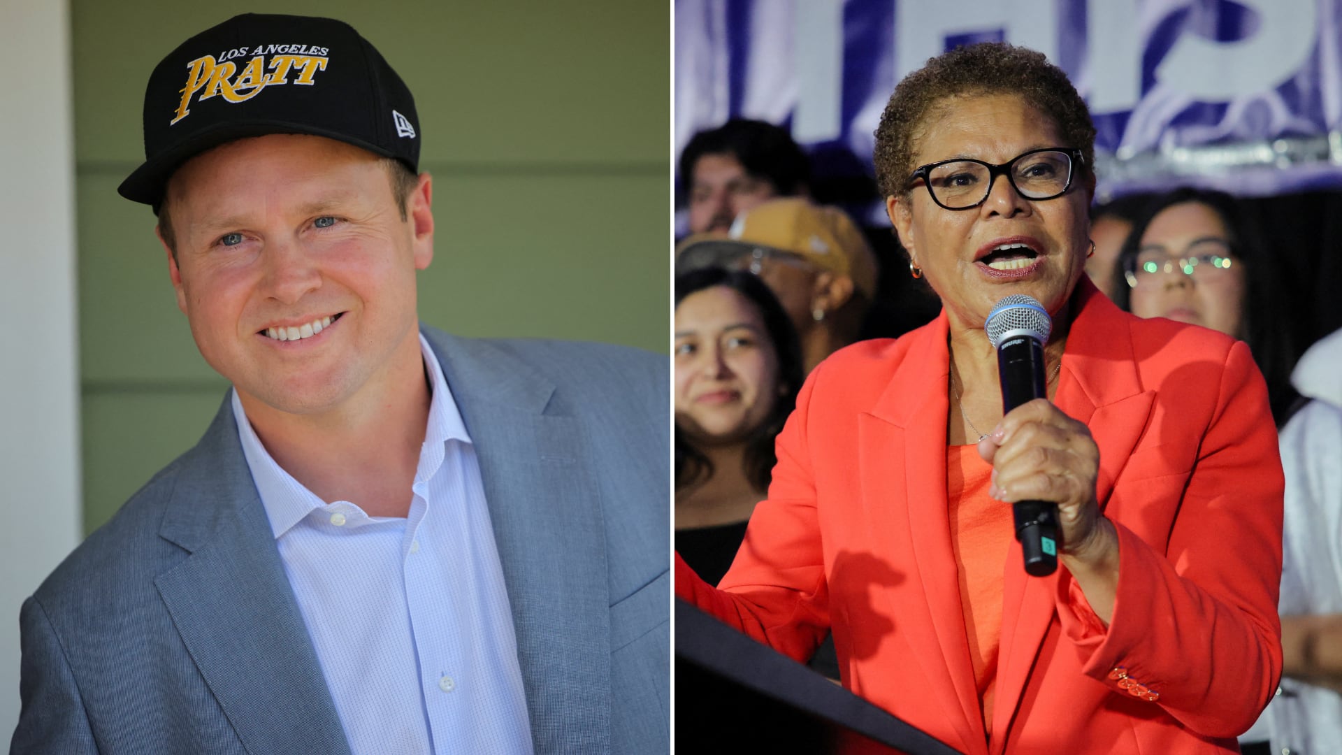 Spencer Pratt y Karen Bass avanzan a segunda vuelta en la elección por la alcaldía de Los Ángeles, tras una primaria sin mayoría definitiva (REUTERS)