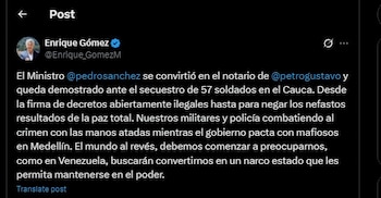 Enrique Gómez lanzó dura critica