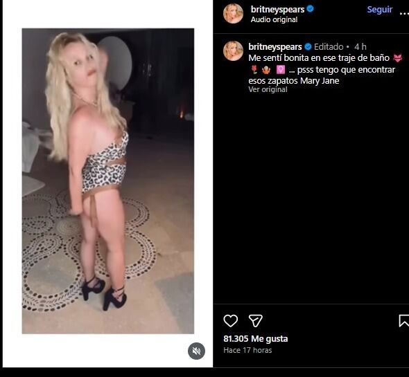 Britney Spears editó su mensaje en Instagram. (Instagram/Britney Spears )