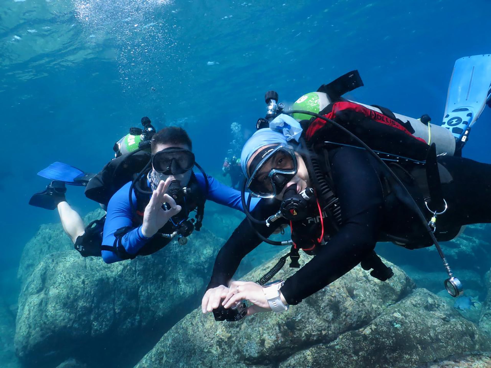 Gabriela Norese y su marido Leonardo Schiano eligen el destino de vacaciones en función del buceo, que forma parte de un estilo de vida (Fotos de Gabriela Norese)