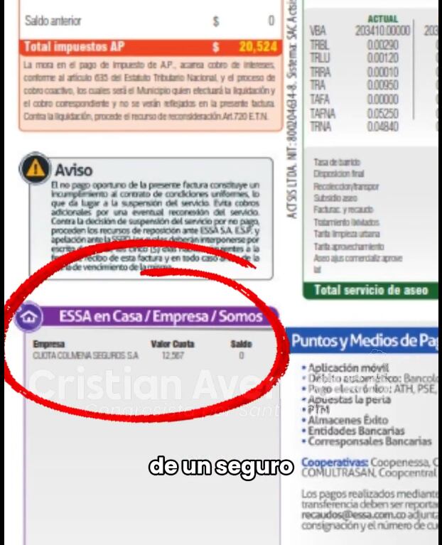 Facturas donde aparecen los cargos adicionales señalados por el representante Cristian Avendaño - crédito Cristian Avendaño/X