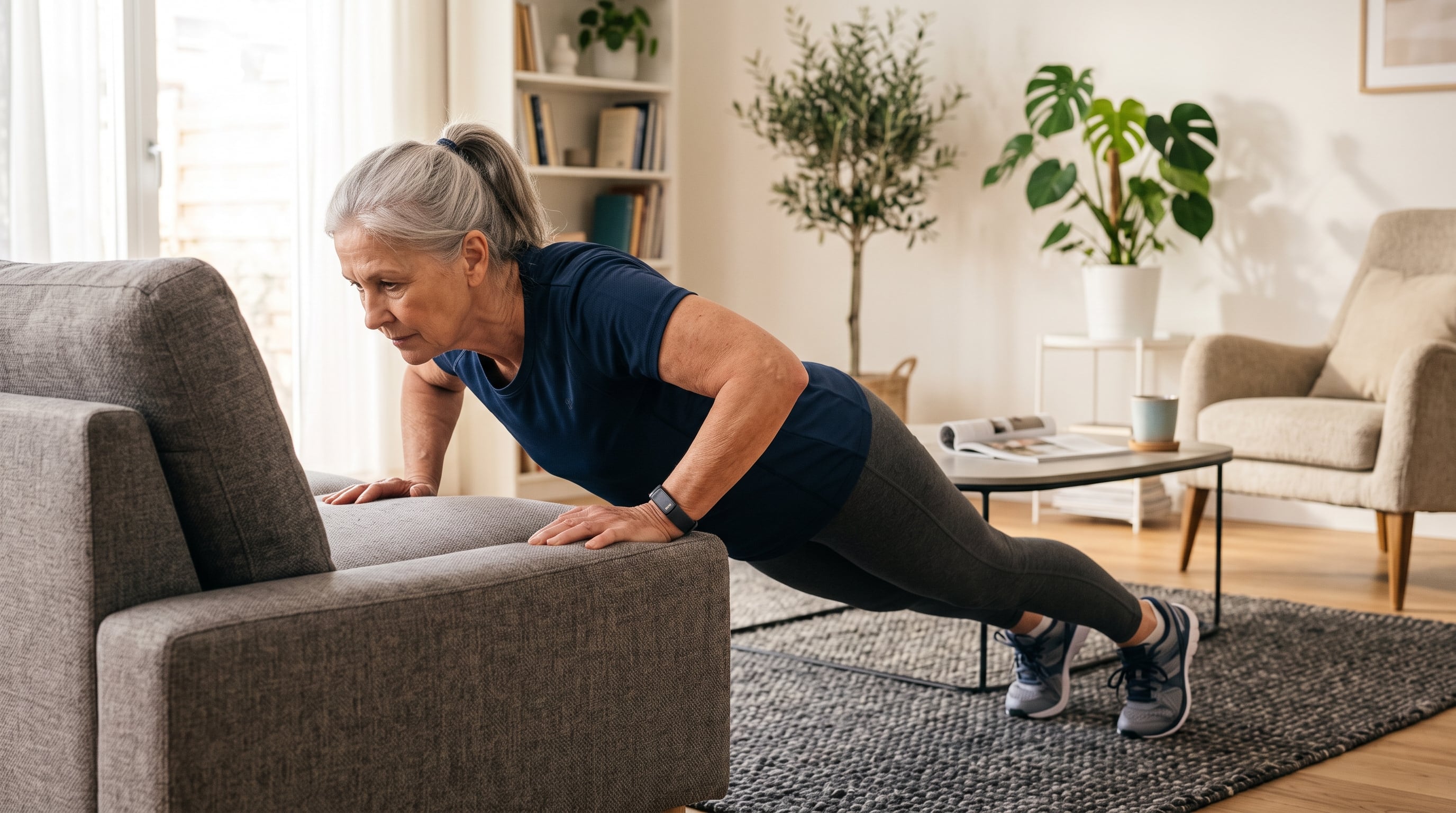 Las flexiones elevadas fortalecen brazos, hombros, pecho y abdomen, y ayudan a sostener la capacidad de incorporarse con los brazos. (Imagen Ilustrativa Infobae)