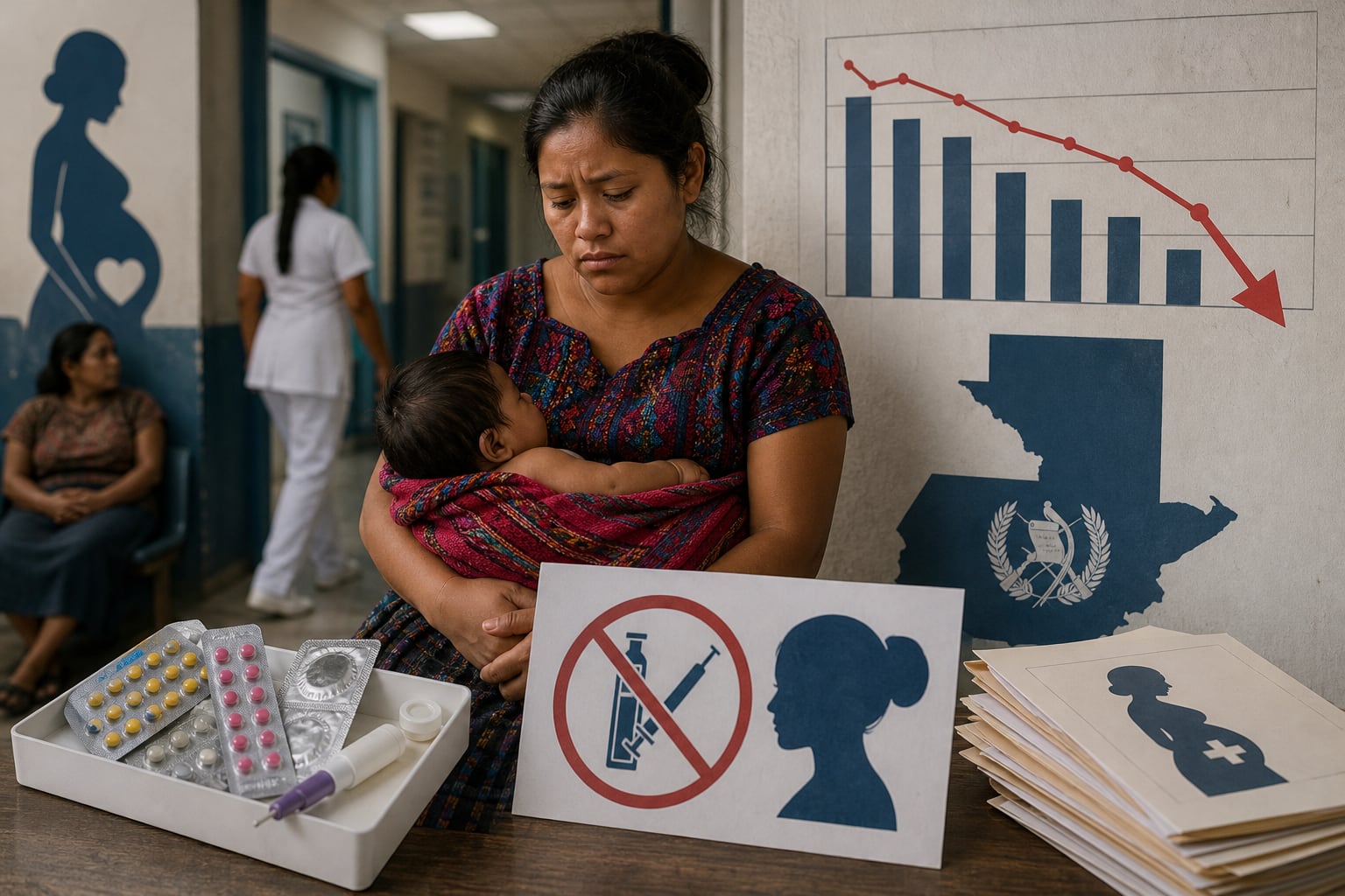 Una mujer sostiene a un bebé en un centro de salud de Guatemala, donde la cartera devengó el 26,68% de los fondos de salud reproductiva, según OSAR. (Imagen Ilustrativa Infobae)