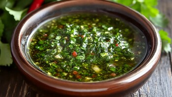 Día Nacional del Asado: cómo dominar la parrilla y lograr cocciones memorables según los chefs 4 El chimichurri puede acompañar casi cualquier corte y receta a la parrilla (Imagen Ilustrativa Infobae)