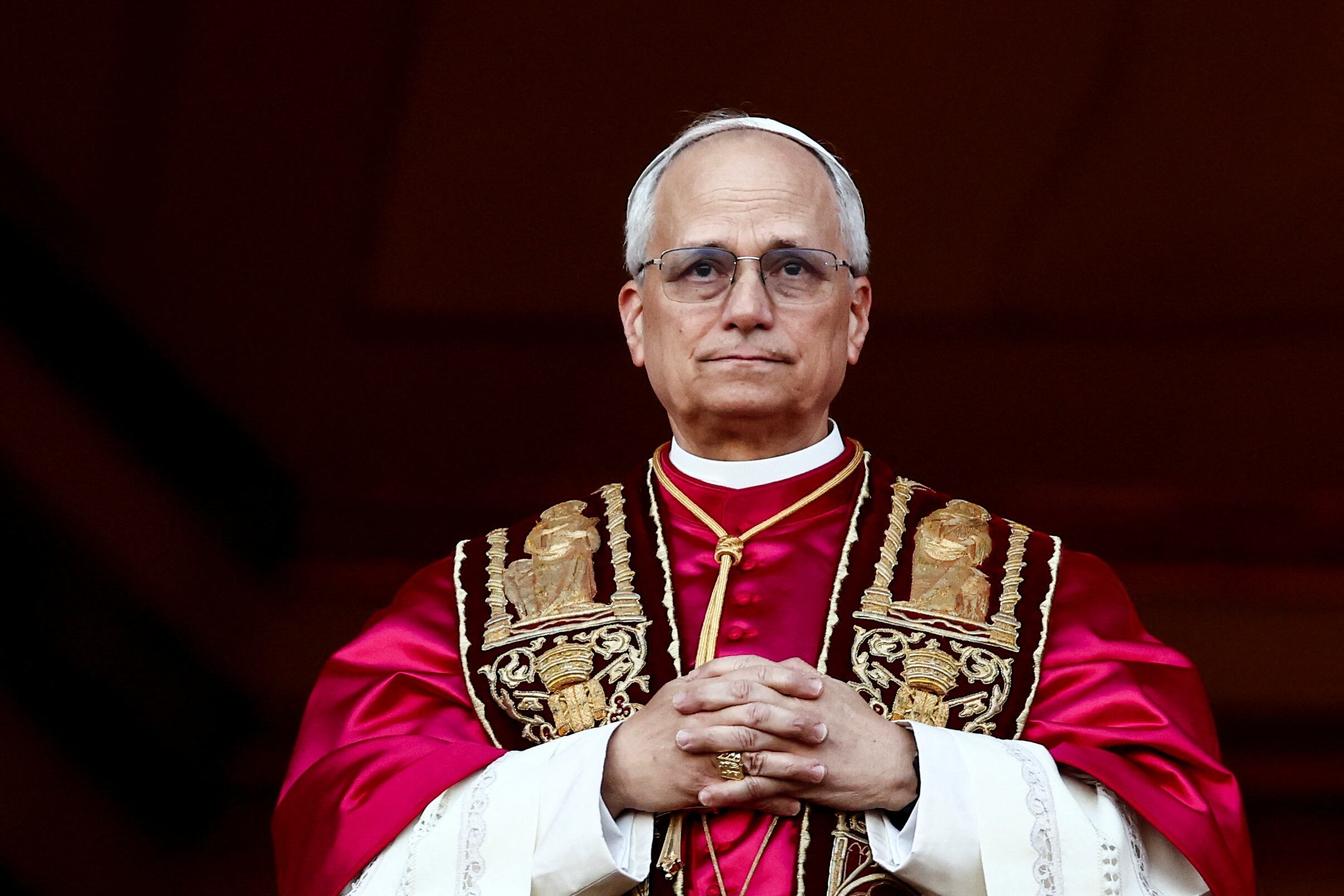 Newly elected Pope Leo XIV, Cardinal Robert Prevost of the United States appears on the balcony of St. Peter's Basilica, at the Vatican, May 8, 2025. REUTERS/Yara Nardi