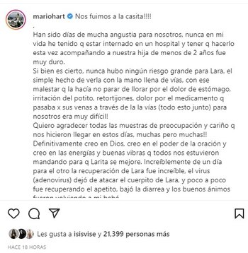 Mario Hart informó a sus