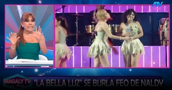 Magaly Medina deja entrever supuestas burlas tras polémica escena de integrantes de La Bella Luz sobre Naldy Saldaña. Captura: Magaly TV La Firme.