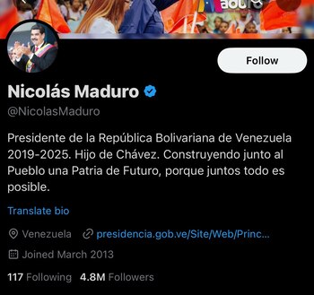 La cuenta de Maduro como