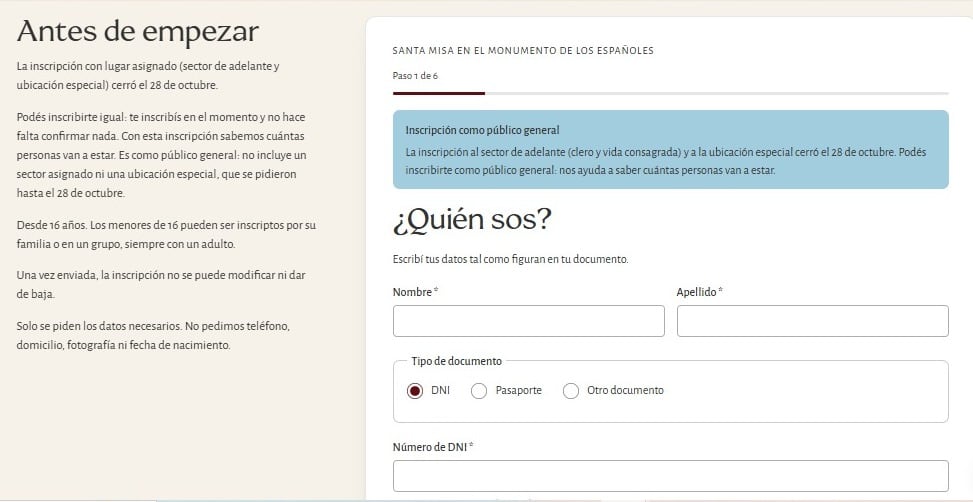 Aunque no es de caracter obligatorio, la organización propone que quienes asistan a las distintas misas de León XIV puedan inscribirse: de esta forma la organización estima el número de asistentes