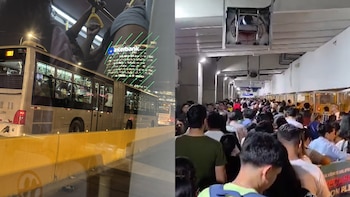 Bus malogrado en estación Javier