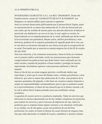 Comunicado de la empresa