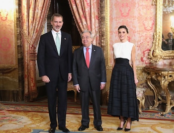 Los reyes con Antonio Guterres, secretario General de las Naciones Unidas, en la Cumbre del Clima de 2019. (Casa Real)
