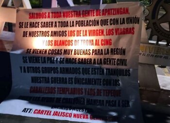 Manta hallada en Michoacán
(Foto: