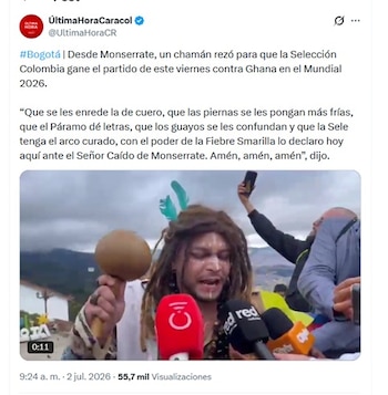Hasta un chamán llegó al cerro de Monserrate - crédito @UltimaHoraCR/X