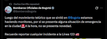 Bomberos de Bogotá sobre el