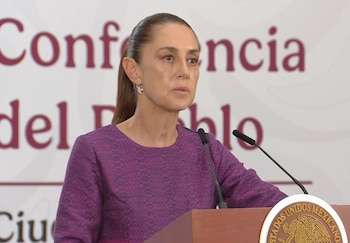 La presidenta Claudia Sheinbaum durante 'La Mañanera' de este miércoles 22 de abril. (Crédito: Captura de pantalla | Gobierno de México)