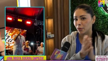 Pamela Franco arremete contra Christian Domínguez. Captura de TV - 'Amor y Fuego'.