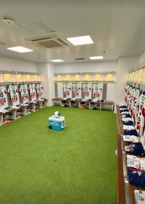 El camerino de Junior de Barranquilla listo para enfrentar a Atlético Bucaramanga - crédito @juniorclubsa/Instagram