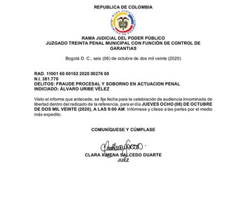 Carta de la jueza 30