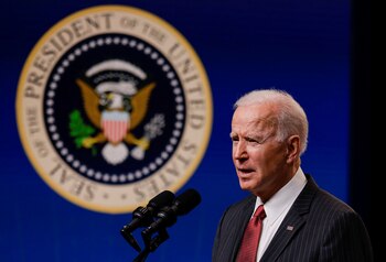 U.S. President Joe Biden delivers
