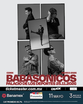 La preventa Banamex para el concierto de Babasónicos inicia el 11 de mayo, seguida por la venta general el 12 de mayo en Ticketmaster (Ocesa)