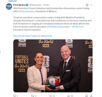 Claudia Sheinbaum y Gianni Infantino