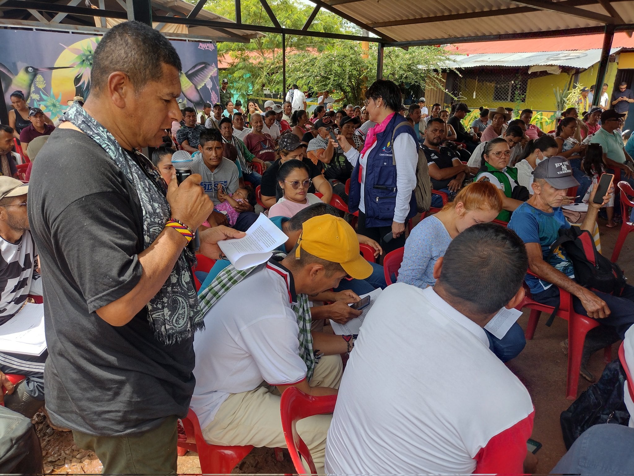 Los firmantes de paz del ETCR Georgina Ortiz, de VIsta Hermosa (Meta) y la comunidad, pidieron al Gobierno nacional garantías para su vida. Foto: @ReDHASMeta.