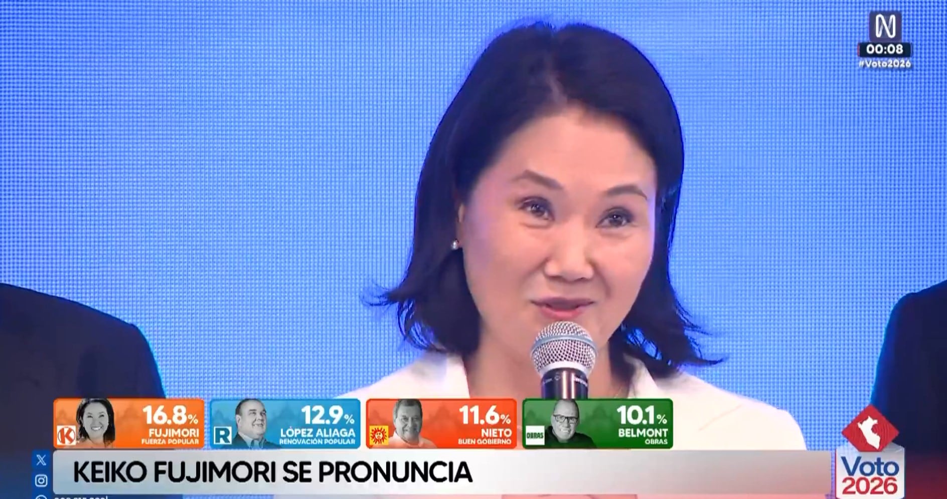 Resultados ONPE hoy: Keiko Fujimori asegura que el Perú está “más cerca de recuperar el orden”. Captura: Canal N.
