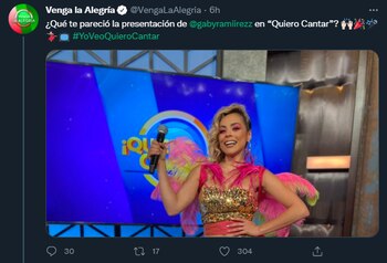 Gaby Ramírez después de su participación en Venga la alegría