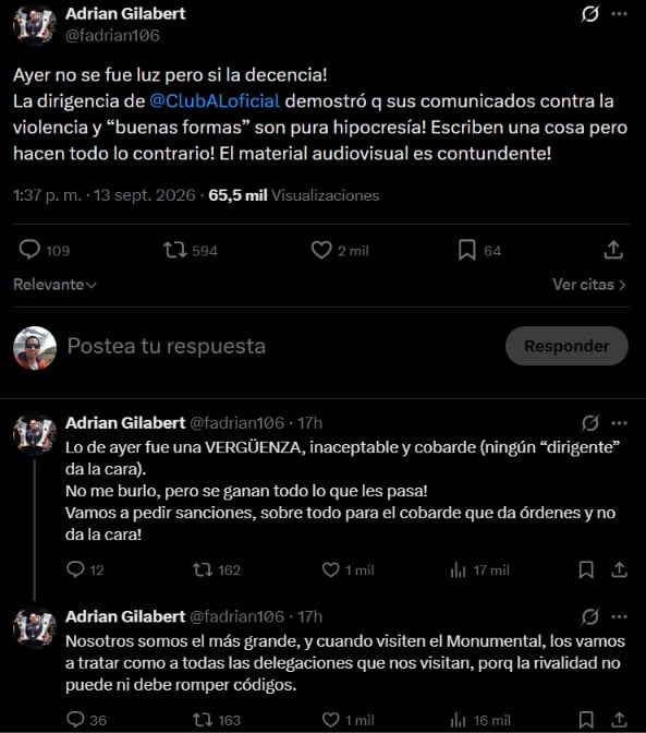 La queja del abogado de Universitario, Adrián Gilabert, por lo ocurrido en Matute.