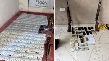 Los agentes incautaron cuatro armas de fuego, municiones, teléfonos celulares y dinero en efectivo
