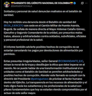 La denuncia publicada en redes