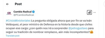 Cambio Radical cuestionó a Iván Velásquez tras su salida del Gobierno - crédito @PCambioRadical