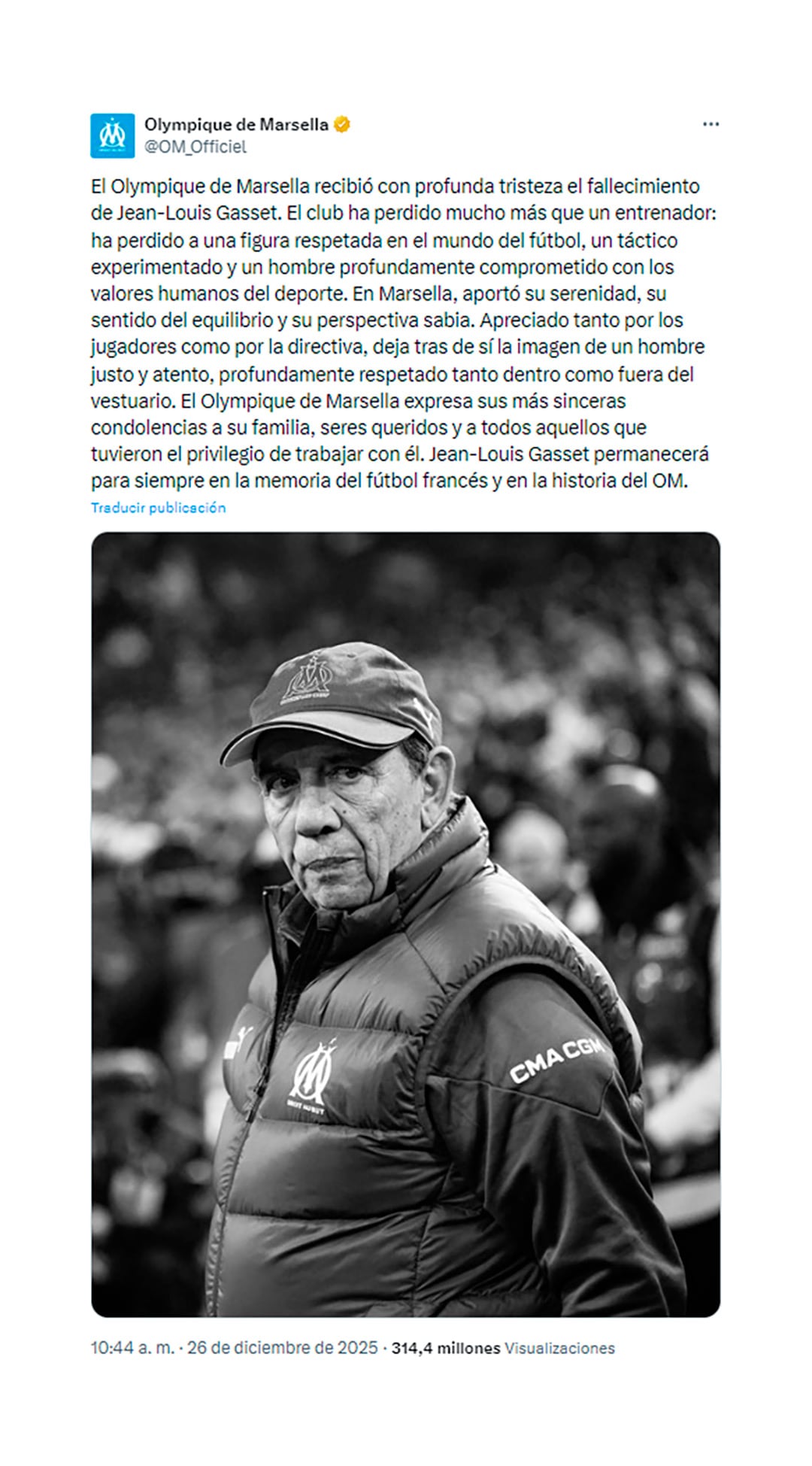 El posteo del Olympique de Marsella