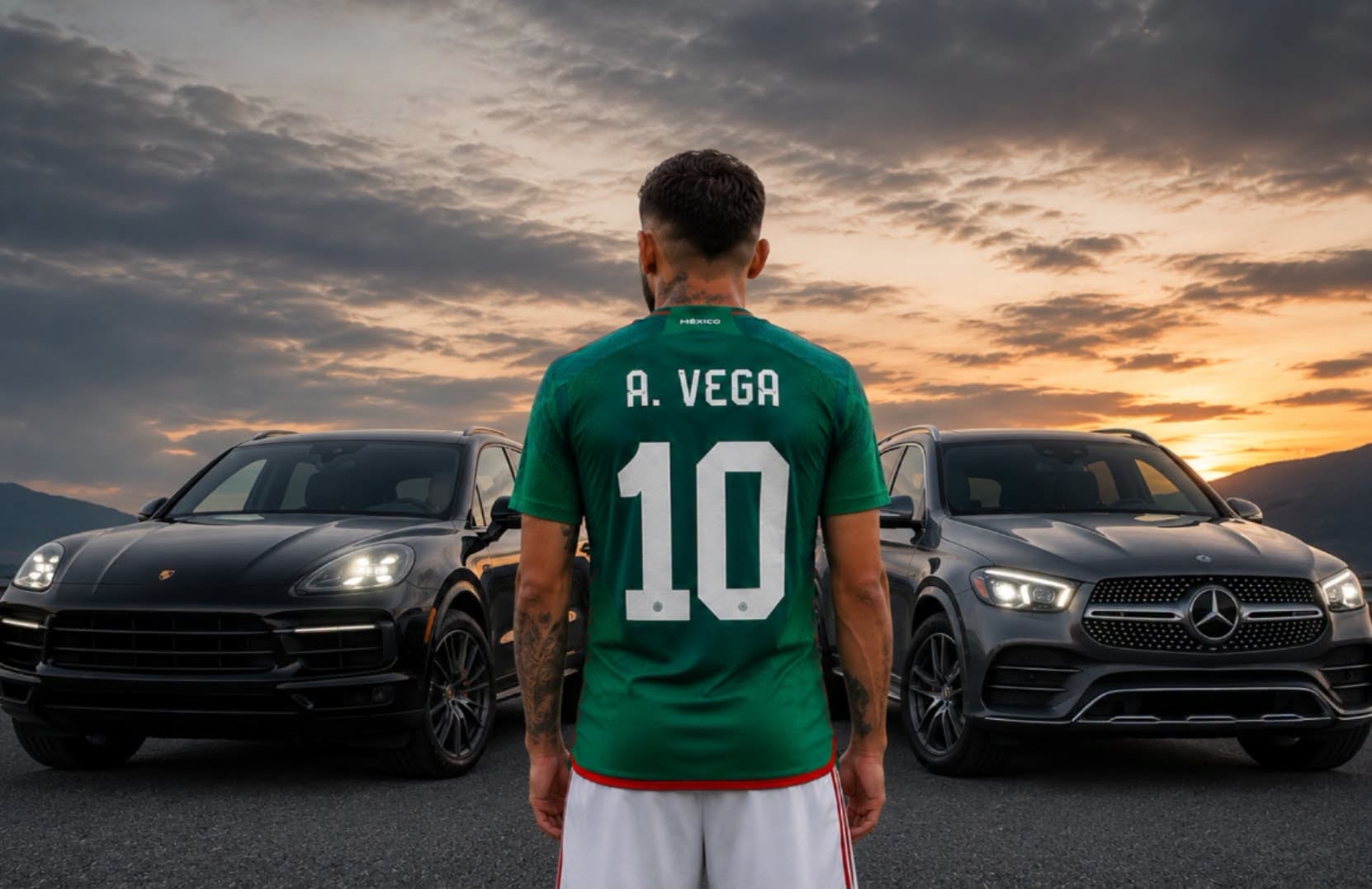 La colección atribuida al futbolista mexicano incluye 10 vehículos de alta gama, entre ellos un Ferrari, un Bentley y varios Mercedes-Benz con precios millonarios.ot
