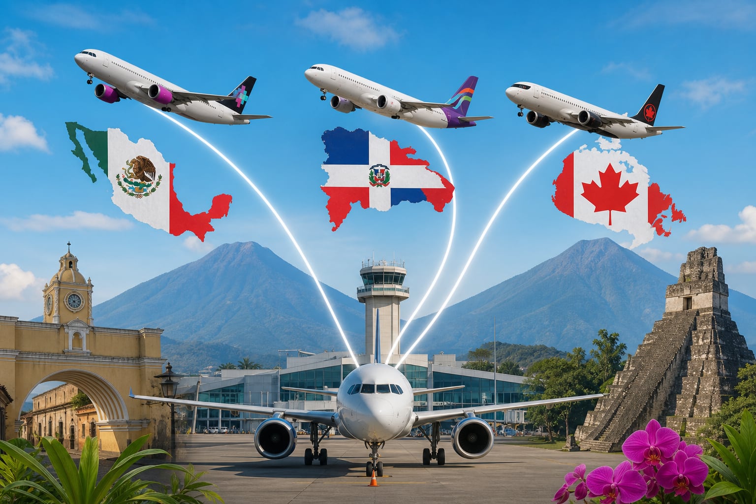Guatemala incorporará tres rutas directas internacionales hacia México, República Dominicana y Canadá entre noviembre y diciembre de 2026