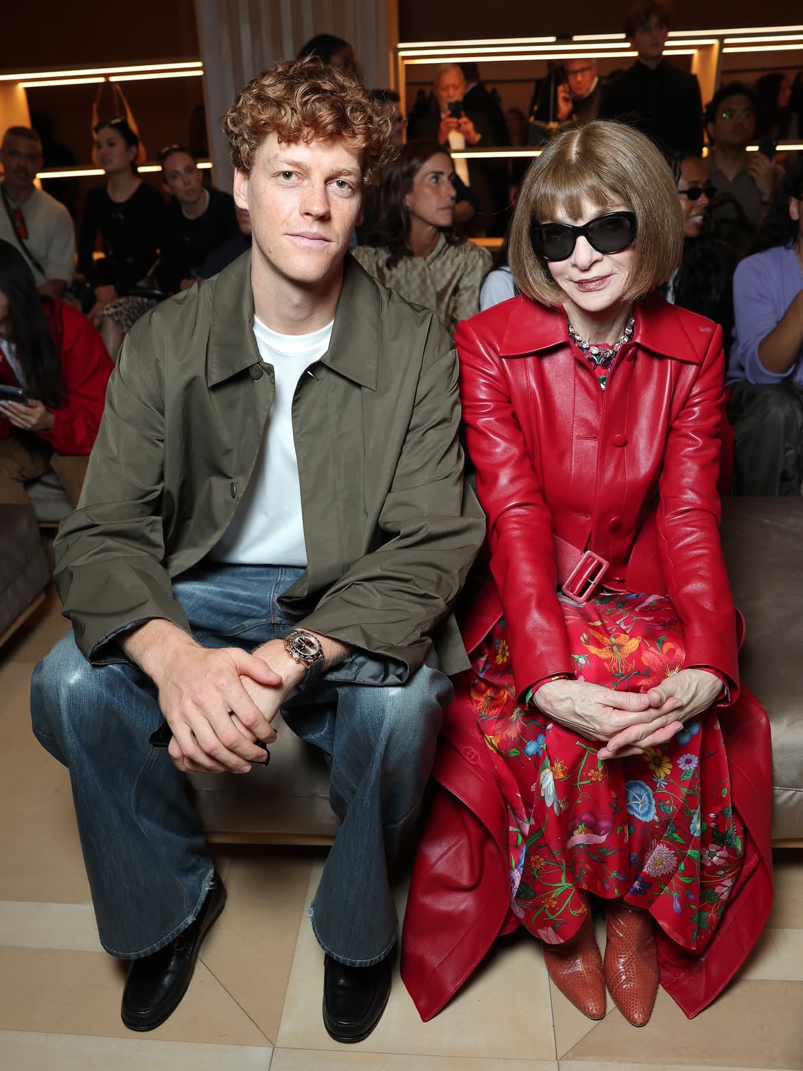 Jannik Sinner junto a Anna Wintour