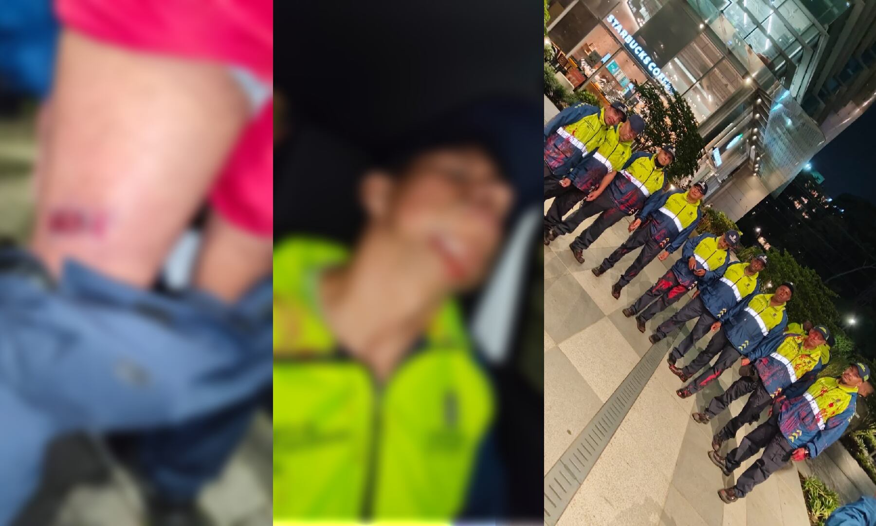 Los funcionarios quedaron con heridas y con sus uniformes manchados de pintura - crédito @FicoGutierrez/X